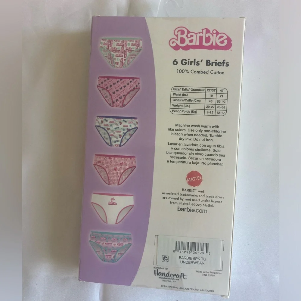 Barbie Girls Briefs Set - Pink, White, Mint, Purple, Blue